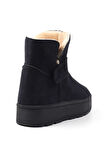 Kadın Siyah Günlük Kalın Taban Bot - İçi Kürklü Platform Streç Model