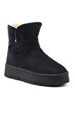 Kadın Siyah Günlük Kalın Taban Bot - İçi Kürklü Platform Streç Model