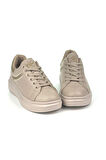 Kadın Bej Simli Rahat Günlük Sneaker Spor Ayakkabı