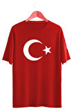 Türk Bayrağı Baskılı Tişört Ayyıldız Kırmızı T-shirt