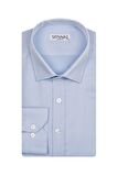 Süvari Slim Fit Armür Desenli Mavi Erkek Gömlek