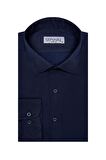 Süvari Slim Fit Armür Desenli Lacivert Erkek Gömlek