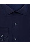 Süvari Slim Fit Armür Desenli Lacivert Erkek Gömlek
