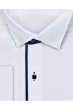 Süvari Erkek Beyaz Ata Yaka Slim Fit Gömlek