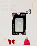 Sertifikalı 3 Adet 100gr külçe gümüş 999 ayar