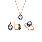Oval Pırlanta Montür Gümüş Set  GMS151