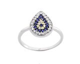 Harem Altın Damla Motifli Nazar Gümüş Yüzük GMS1927