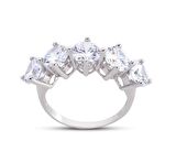 Kral Tacı Büyük Boy Beyaz Gümüş Beştaş Yüzük  GMS203