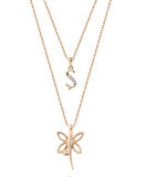 Harfli Yusufçuk Rose Renk Gümüş Kolye GMS2040