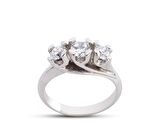 Pırlanta Montür Tria Gül Beyaz Gümüş Yüzük GMS219