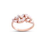 Harem Altın Trapez Kesim Asimetrik Rose Gümüş Yüzük GMS231