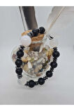 Sertifikalı Opal, Obsidyen, Hematit, Oniks Doğal Taş Bileklik Tasarım