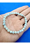 Sertifikalı Akuamarin Doğal Taş Bileklik 6 Mm