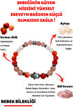 Sertifikalı Bebek Doğal Taş Unisex Tılsım Bilekliği (AYTAŞI GÜL KUVARS KIRMIZI AKİK BİLEKLİK)