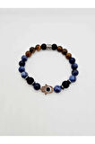 Sertifikalı Şans Doğaltaş Tılsım Bilekliği Lapis Lazuli Kaplangözü Oniks Doğal Taş Bileklik