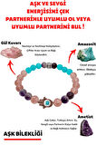 Sertifikalı Doğal Taş Aşk, Sevgi, Çiftler Arası Uyum Bilekliği (ametist Gül Kuvars Amazonit )