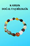 Sertifikalı Karışık Doğal Taş Şekilsiz Tımbıl Bileklik AAA Kalite Sürpriz Hediyeli