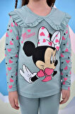 Minnie Baskılı Bebek Yaka Taytlı Kız Çocuk Alt Üst 2 Li Takım