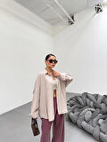 Krem Soft Yumuşak Dokulu Oversize Gömlek