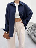 Lacivert Soft Yumuşak Dokulu Oversize Gömlek