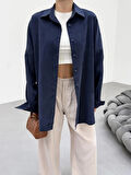 Lacivert Soft Yumuşak Dokulu Oversize Gömlek