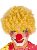 Sarı Renk Kıvırcık Afro Bonus Peruk Takma Saç ve Kırmızı Burun Seti ()