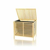 KALIN AHŞAP BAMBU KİRLİ ÇAMAŞIR SEPETİ SİYAH KUMAŞ ÇANTALI SEPET=50X38X55CM (5332)