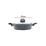 GRİ 7 PARÇA GRANİT TENCERE - TAVA SETİ 20-24CM DERİN - 27CM BASIK CAM KAPAK TENCERE - 26CM TAVA (533