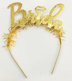 Altın Renk Bekarlığa Veda İtalik Yazı Alyanslı Bride Taç (5332)