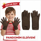 Çocuk Boy Pandomim Eldiveni Beyaz Puantiyeli Kahve Renk Gösteri Eldiveni  Nisan  Mayıs ()