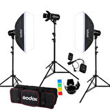 Godox E250 3'lü Paraflaş Set + Çekim Çadırı 80x80 cm