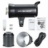 Godox SK400 3'lü Paraflaş Set + Seyyar Fon Perde 3x3 Metre