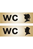Wc Tuvalet Tabelası Bay+bayan 15 X 5 Cm Alüminyum Gold Levha
