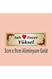 Kişiye Özel Kapı Isimliği Aliminyum Parlak Levha 3cm x 9cm ölçüsünde