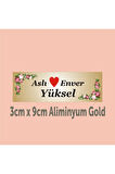 Kişiye Özel Kapı Isimliği Aliminyum Parlak Levha 3cm x 9cm ölçüsünde