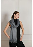  Angora Kadın Koyu Gri Şal Atkı – Yumuşacık, Zarif ve Sıcacık Dokunuş