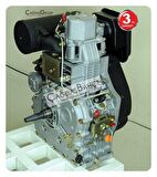 GoldMoto GM1100F-G1A Dizel Motor 15Hp Marşlı Krank Mili Konik