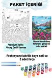 Sayılarla Boyama Seti Numaralı Tuval Fırça Boya 40x50 Cm Göl Manzarası
