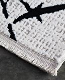 İpek Mekik Halı Gordion Siyah Beyaz Çizgi Desenli Halı