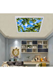 Salon Avize- 60watt - 60x60 -led Aydınlatma-tavana Yapışık-kolay Montaj Avize- Beyaz Çerçeve