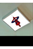 Spiderman Çocuk Avize-lamp 60w Güçlü Aydınlatma-60x60 Beyaz Kare Çerçeve