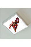 Iron Man Çocuk Odası Led Lamba, 60x60 Avize, 60watt Cocuk Odası Avize, Modern Çerçeve