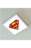 Super Man Çocuk Led Avize-60w Güçlü Aydınlatma-60x60 Beyaz Homojen Işık-modern Tasarım Baskılı