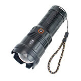 20000 Lümen Şarjlı Zoomlu Profesyonel El Feneri - 1000m Menzilli Lazer Işıklı 5 Modlu