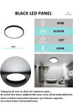 Black led panel, yuvarlak, ledli armatür, 50cm-45watt, siyah çerçeve, 6500k-beyaz-ışık-led-armatür