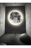 Moon Led Aplik 30cm Çap 25watt Led, Ay Led Duvar Lambası, Uv Baskı Modern Led Aplik