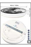 Moon Led Aplik, 30cm Çap, Led 25 Watt, Modern Aplik, Duvar Aplik, Yatak Odası Aplik, Duvar Lambası
