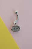 Çelik Kitty Kedicik Göbek Piercing Gümüş Renkli