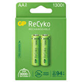 GP Batteries ReCyko 1300 AA Kalem Ni-MH Şarjlı Pil, 1.2 Volt, 2'li Kart