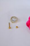 Kalp Model Nipple Piercing Çelik Meme Ucu Piercingi Gold Renkli